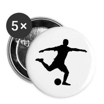 Fussball Schuss - Buttons groß 56 mm (5er Pack) - Weiß - Vorne