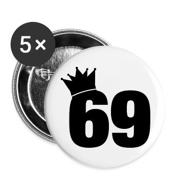 69_krone_f1 - Buttons groß 56 mm (5er Pack) - Weiß - Vorne