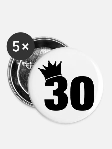 30_krone_f1 - Buttons groß 56 mm (5er Pack) - Weiß