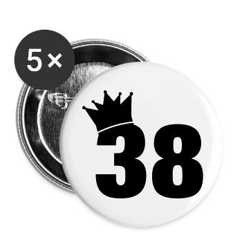 38_krone_f1 - Buttons groß 56 mm (5er Pack) - Weiß - Vorne