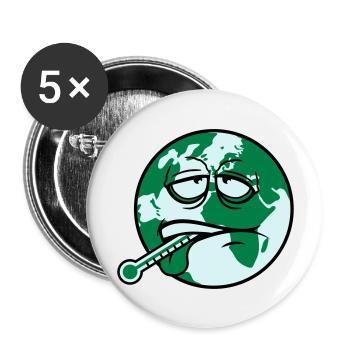 earth sick virus bacteria thermometer humanity - Buttons large 2.2''/56 mm (5-pack) - white - Front