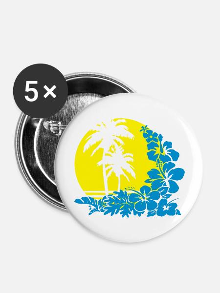 palm sunset - Buttons groß 56 mm (5er Pack) - Weiß