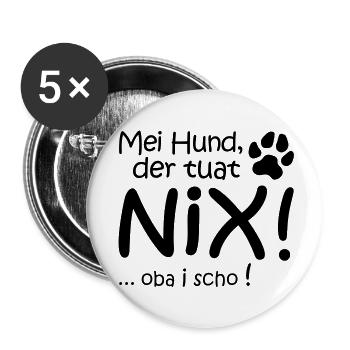 Mei Hund - Buttons groß 56 mm (5er Pack) - Weiß - Vorne