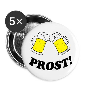 bier_prost - Buttons groß 56 mm (5er Pack) - Weiß - Vorne