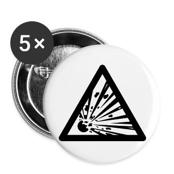 Gefahrensymbol - Sprengstoffe - Buttons groß 56 mm (5er Pack) - Weiß - Vorne