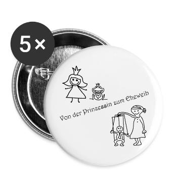 De princesse à épouse - Lot de 5 grands badges (56 mm) - blanc - Devant