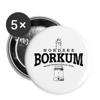 Borkum North Sea (black oldstyle) - Buttons large 2.2''/56 mm (5-pack) - white - Front
