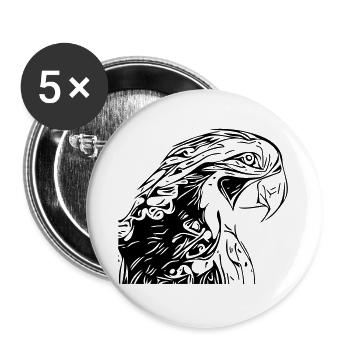 Papagei - Buttons groß 56 mm (5er Pack) - Weiß - Vorne