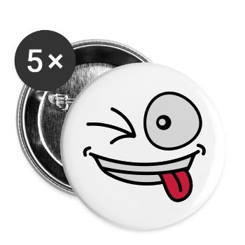 crazy_grin_face - Lot de 5 grands badges (56 mm) - blanc - Devant