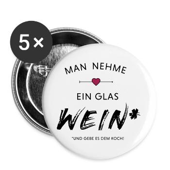 Take a glass of wine and give it to the cook - Buttons large 2.2''/56 mm (5-pack) - white - Front