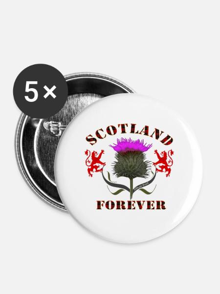 scotland forever thistle_red tartan - Buttons large 2.2''/56 mm (5-pack) - white