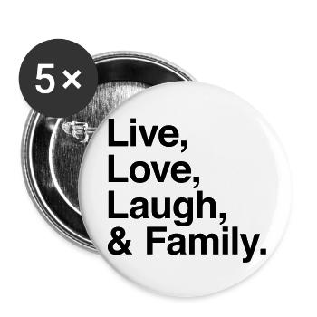 rire vivant d'amour et de la famille - Lot de 5 grands badges (56 mm) - blanc - Devant