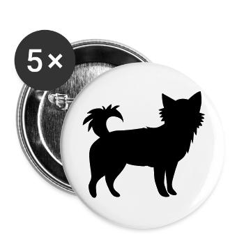 kleine Chihuahua Hund kleinen Welpen - Buttons groß 56 mm (5er Pack) - Weiß - Vorne