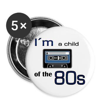 I'm a child of the eighties cassette tape - Buttons large 2.2''/56 mm (5-pack) - white - Front