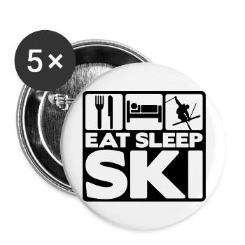 eat sleep ski 04 - Buttons groß 56 mm (5er Pack) - Weiß - Vorne