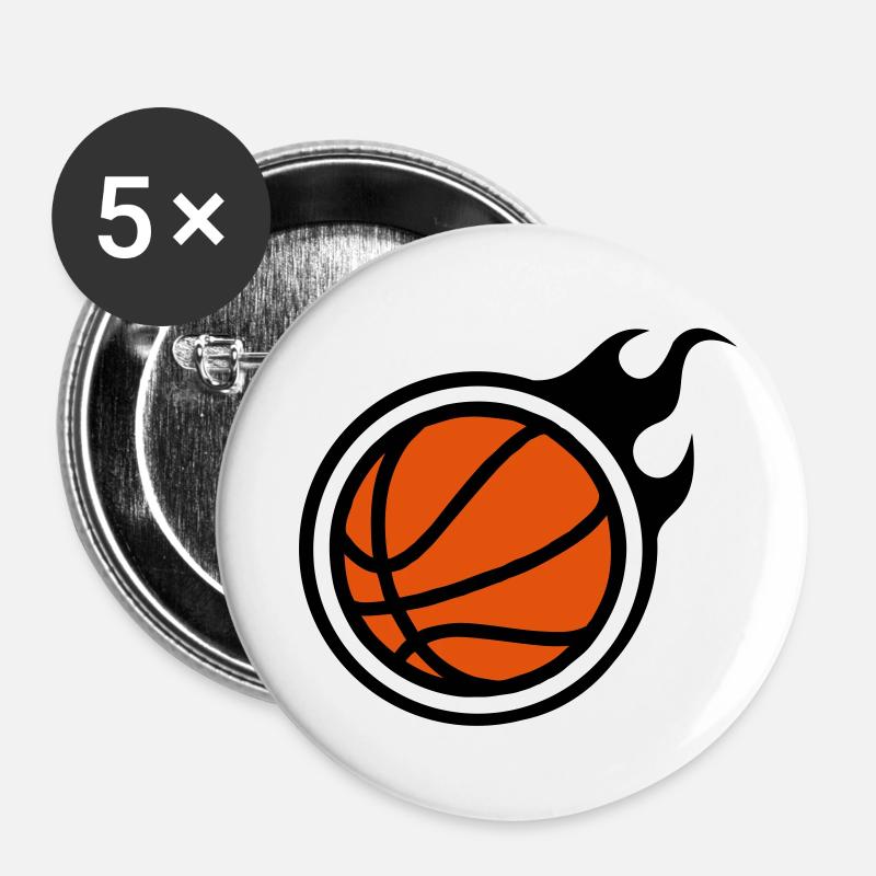 basketball with flames - Buttons large 2.2''/56 mm (5-pack) - white