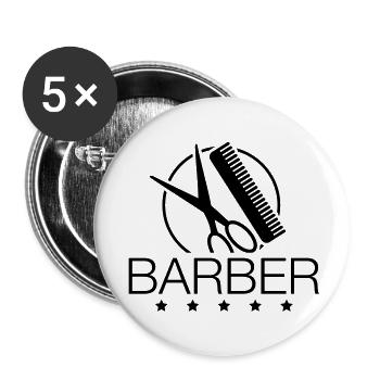barber__logo_pa1 - Buttons groß 56 mm (5er Pack) - Weiß - Vorne