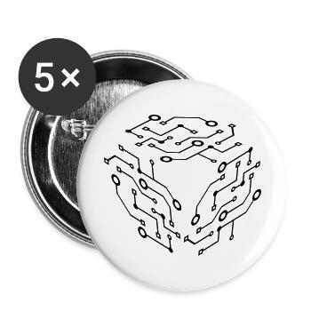 Cool Pattern Logo Circuit Fil Puce De Données - Lot de 5 grands badges (56 mm) - blanc - Devant