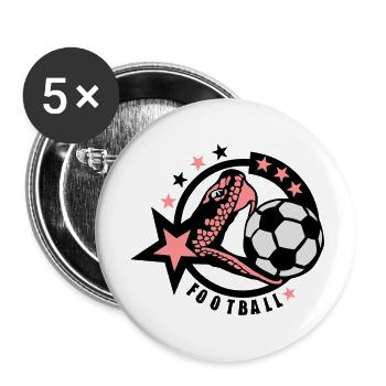 football serpent logo - Lot de 5 grands badges (56 mm) - blanc - Devant