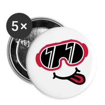 ski_brille_smiley_yx2 - Lot de 5 grands badges (56 mm) - blanc - Devant