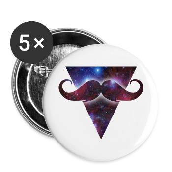 mustache universe - Buttons groß 56 mm (5er Pack) - Weiß - Vorne