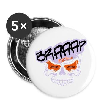 Braaap BIG Skull - Buttons groß 56 mm (5er Pack) - Weiß - Vorne