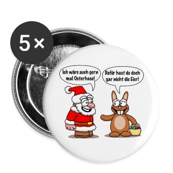 Ostereier - Buttons groß 56 mm (5er Pack) - Weiß - Vorne