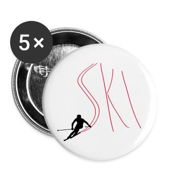 Ski - Lot de 5 grands badges (56 mm) - blanc - Devant