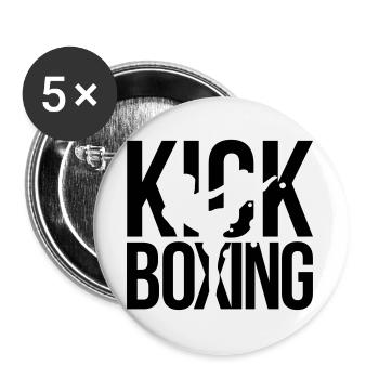 kick boxing kickboxen - Buttons groß 56 mm (5er Pack) - Weiß - Vorne