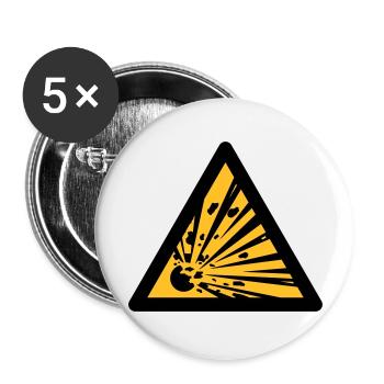 Gefahrensymbol - Sprengstoffe (2-farbig) - Buttons groß 56 mm (5er Pack) - Weiß - Vorne