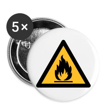 Hazard Symbol - Flammable (2-color) - Buttons large 2.2''/56 mm (5-pack) - white - Front
