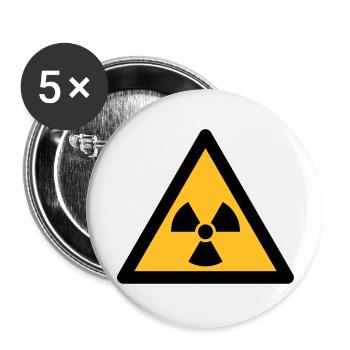 Hazard Symbol - Radioactivity (2-color) - Buttons large 2.2''/56 mm (5-pack) - white - Front