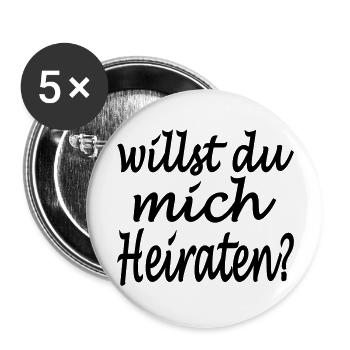 willst du mich heiraten - Buttons groß 56 mm (5er Pack) - Weiß - Vorne
