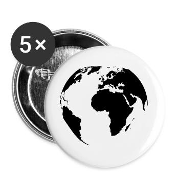 weltkugel-schwarz - Buttons groß 56 mm (5er Pack) - Weiß - Vorne