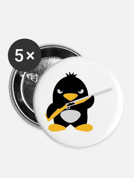 Shotgun Penguin - Buttons groß 56 mm (5er Pack) - Weiß