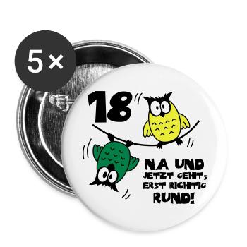 18 birthday, owls on the rope, round - Buttons large 2.2''/56 mm (5-pack) - white - Front