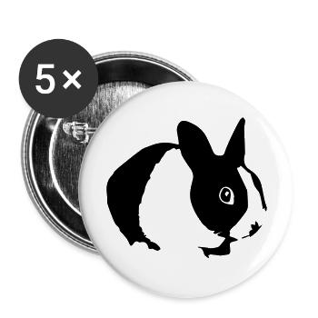Cute Bunny Rabbit 01 - Buttons groß 56 mm (5er Pack) - Weiß - Vorne