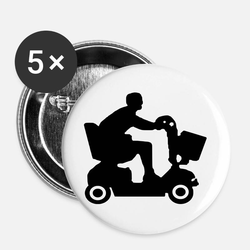 Image of disabled people in mobility scooter # - Buttons large 2.2''/56 mm (5-pack) - white