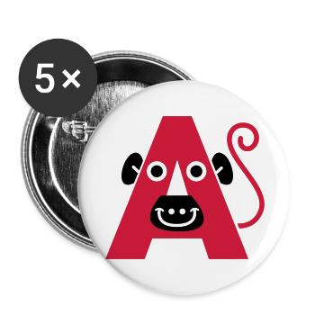 letter A - Buttons large 2.2''/56 mm (5-pack) - white - Front