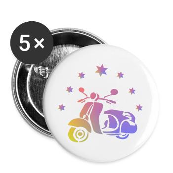 Retro Roller - Buttons groß 56 mm (5er Pack) - Weiß - Vorne