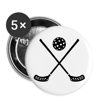 Floorball - Buttons groß 56 mm (5er Pack) - Weiß - Vorne
