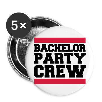 Bachelor Party Crew - Lot de 5 grands badges (56 mm) - blanc - Devant