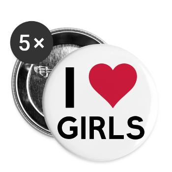 i_love_girls - Lot de 5 grands badges (56 mm) - blanc - Devant