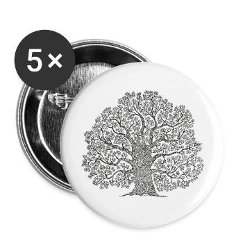 Baum des Lebens - Yggdrasil - Buttons groß 56 mm (5er Pack) - Weiß - Vorne