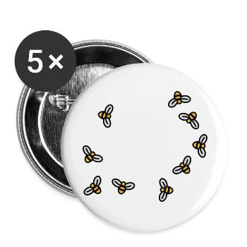 Bees - Buttons large 2.2''/56 mm (5-pack) - white - Front