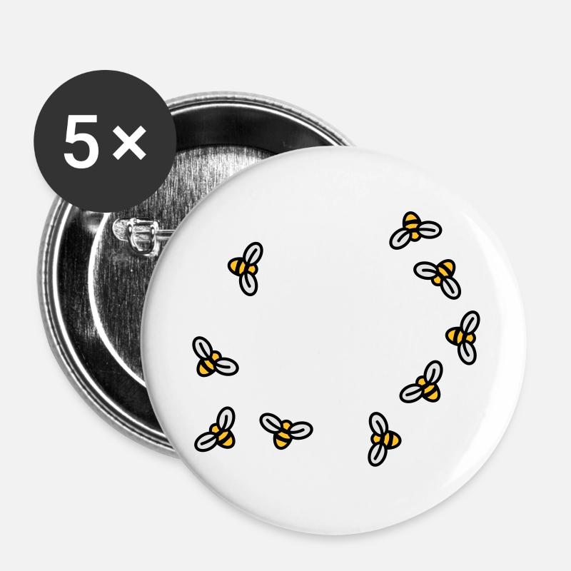 Bees - Buttons large 2.2''/56 mm (5-pack) - white