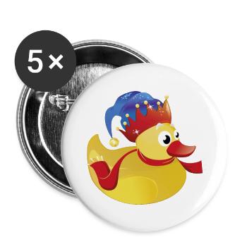 Karneval - Quietscheente - Badeente - Fasching - Buttons groß 56 mm (5er Pack) - Weiß - Vorne