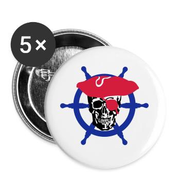 skull pirate - Buttons large 2.2''/56 mm (5-pack) - white - Front