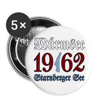 1962 Würmsee - Starnberger See - Buttons groß 56 mm (5er Pack) - Weiß - Vorne