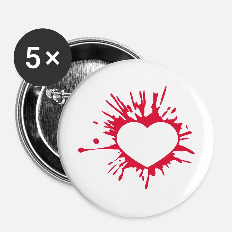 frame color dab drop graffiti splash happ - Buttons large 2.2''/56 mm (5-pack) - white